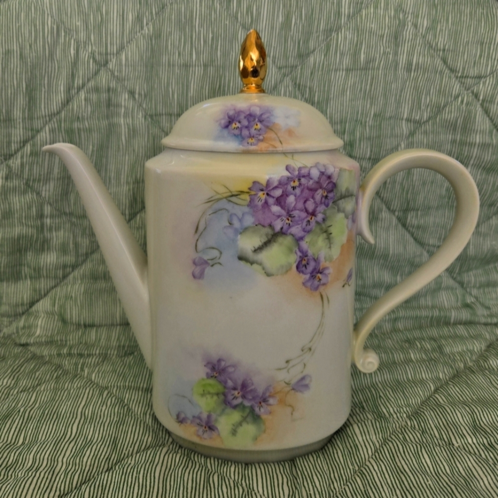 Vintage Porcelain Teapot Hand Painted H&Co Selb Bavaria Germany Heinrich